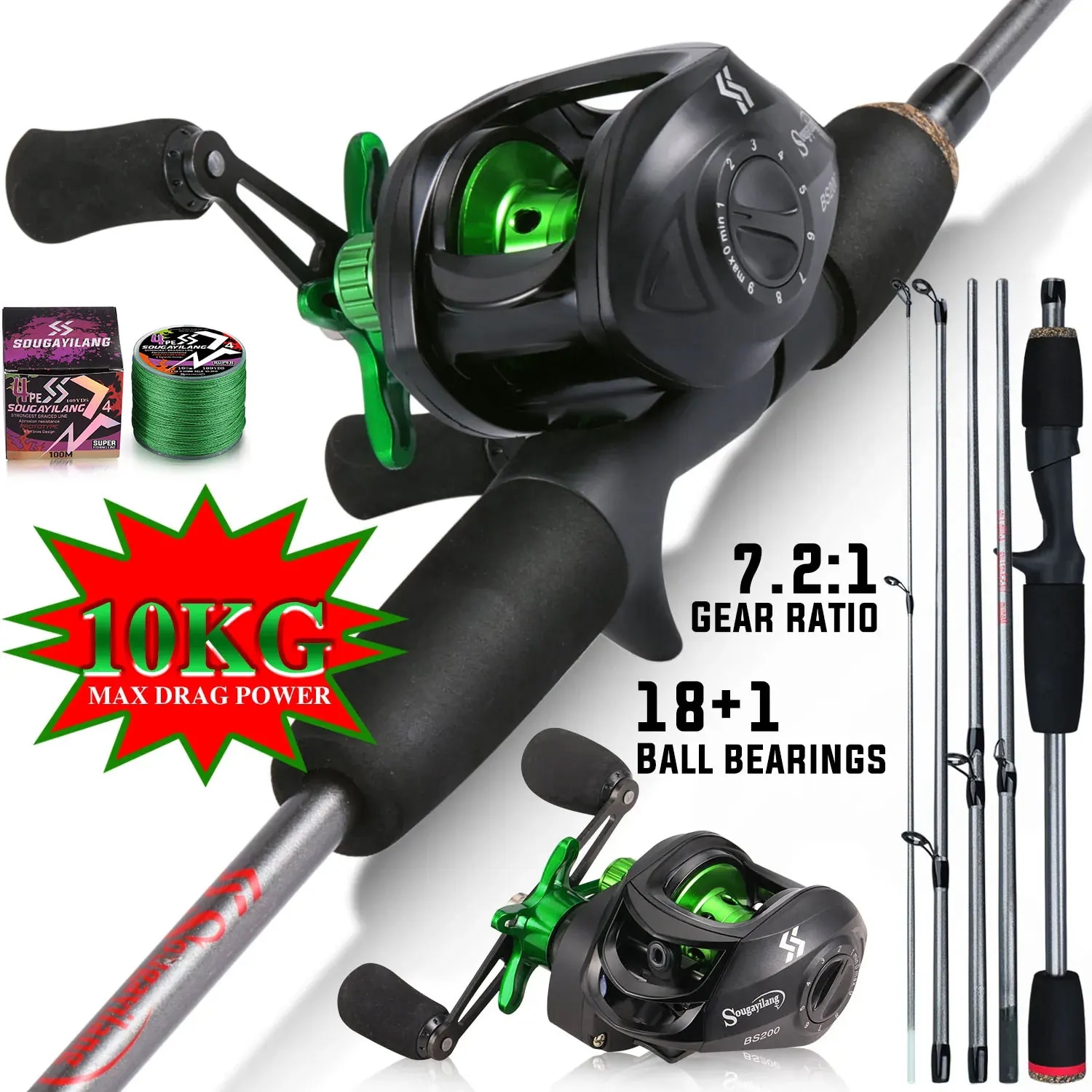 Fishing Rod Carbon Fiber - Sougayilang Fishing Rod Combo 1.7m Carbon