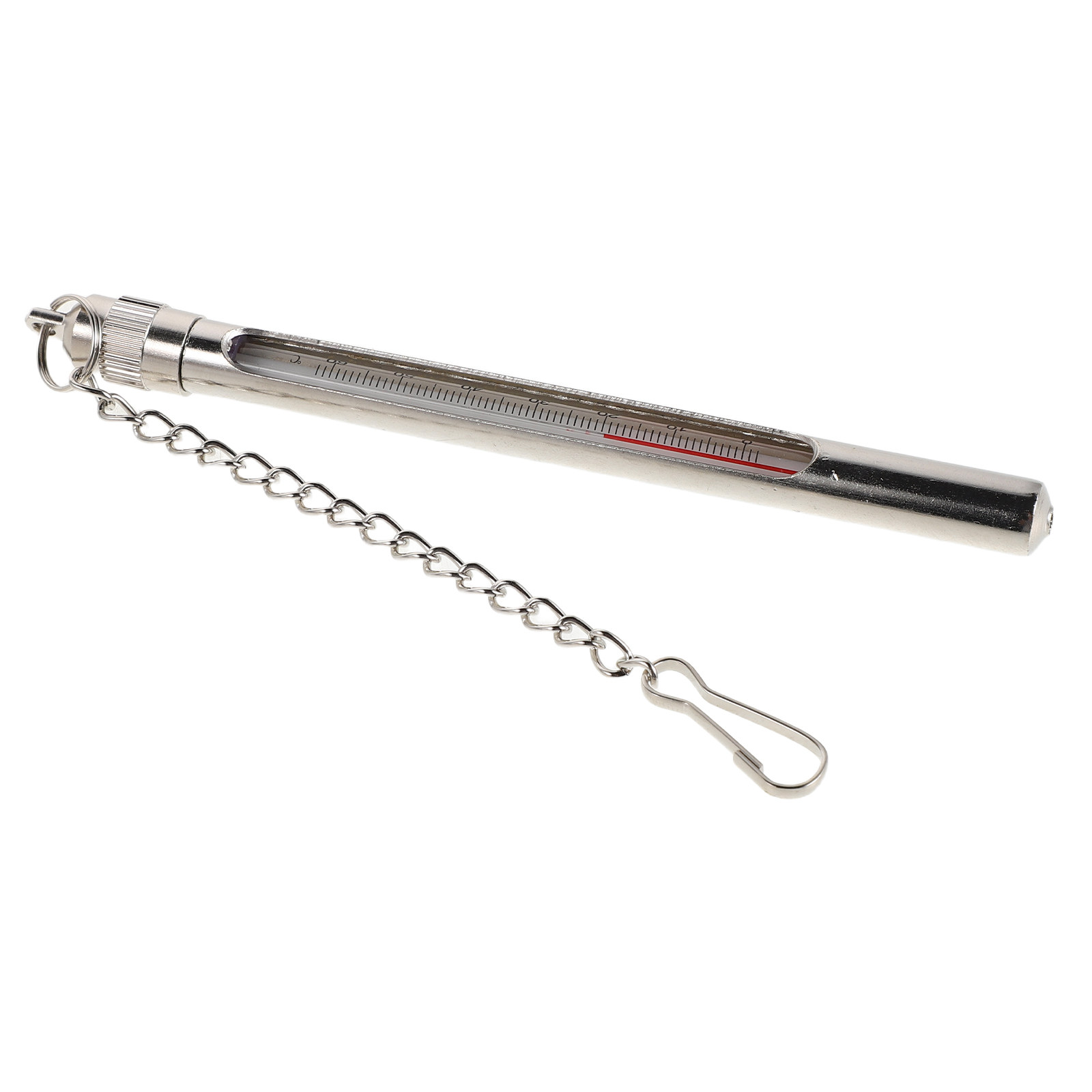 Fishing Rod Fly - Stream Water Thermometer Gauge Silver Metal