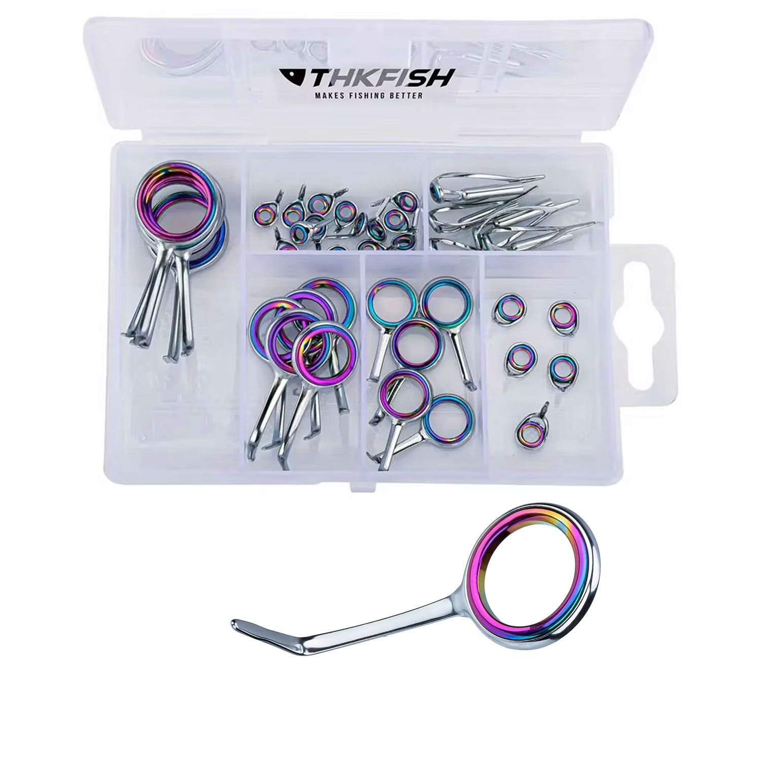 Fishing Rod Tip Replacement - 40pcs Colorful Fishing Rod Guides Ring