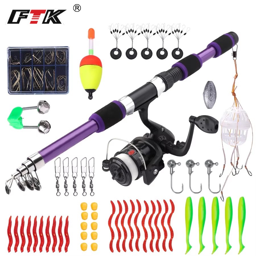 Fishing Rod Carbon Fiber - FTK 1.8M Portable Spinning Fishing Rod