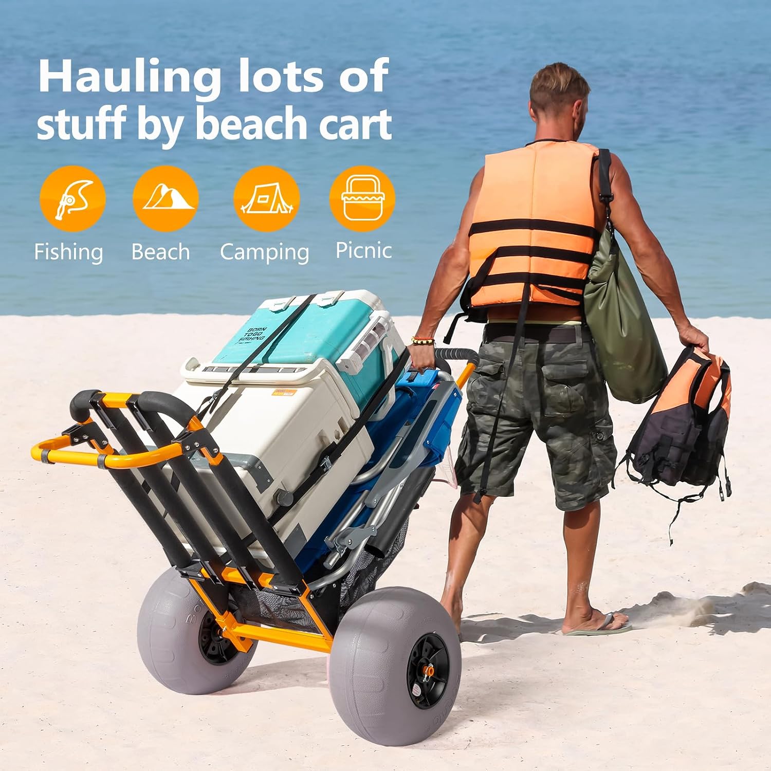 Bonnlo Beach Fishing Cart, Bea - Fishing Rod Holder 评论和价格