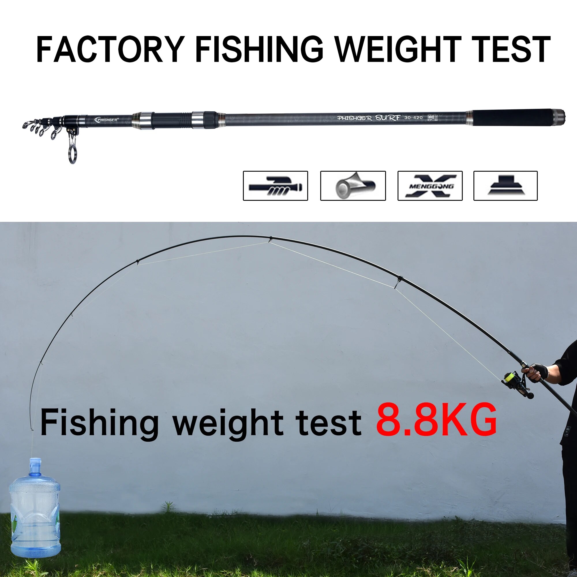 PHISHGER Telescopic Surf Spinn - Fishing Rod Surf 评论和价格