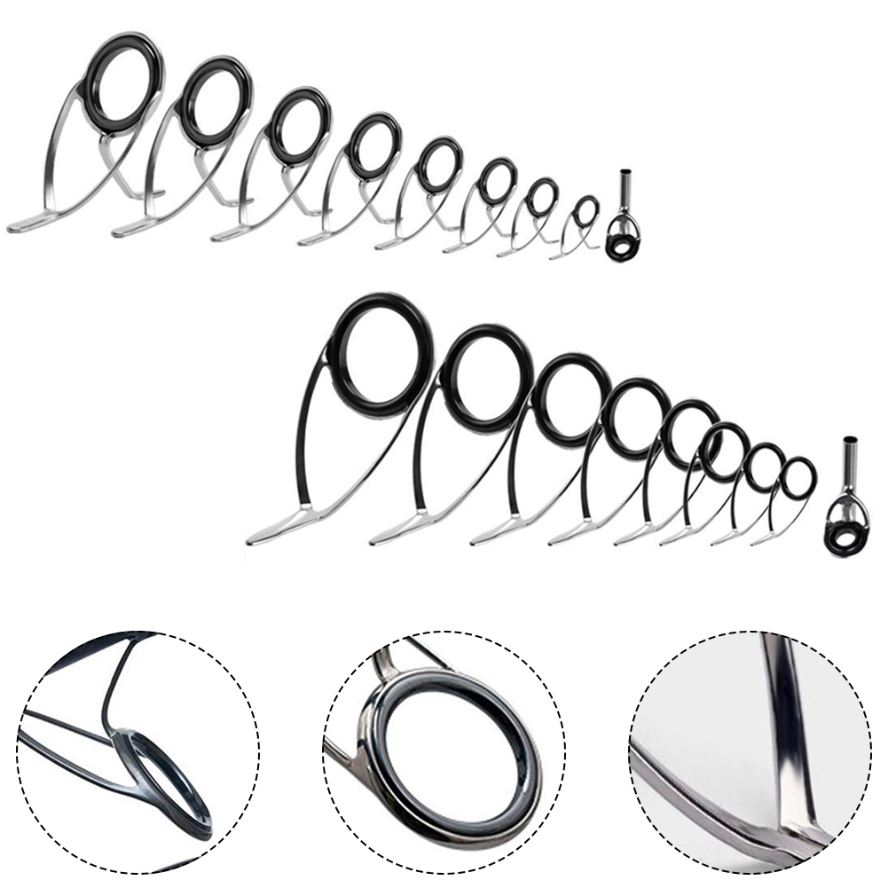 9 Pcs Fishing Rod  Guide Ceram - Fishing Rod Tip Replacement 评论和价格